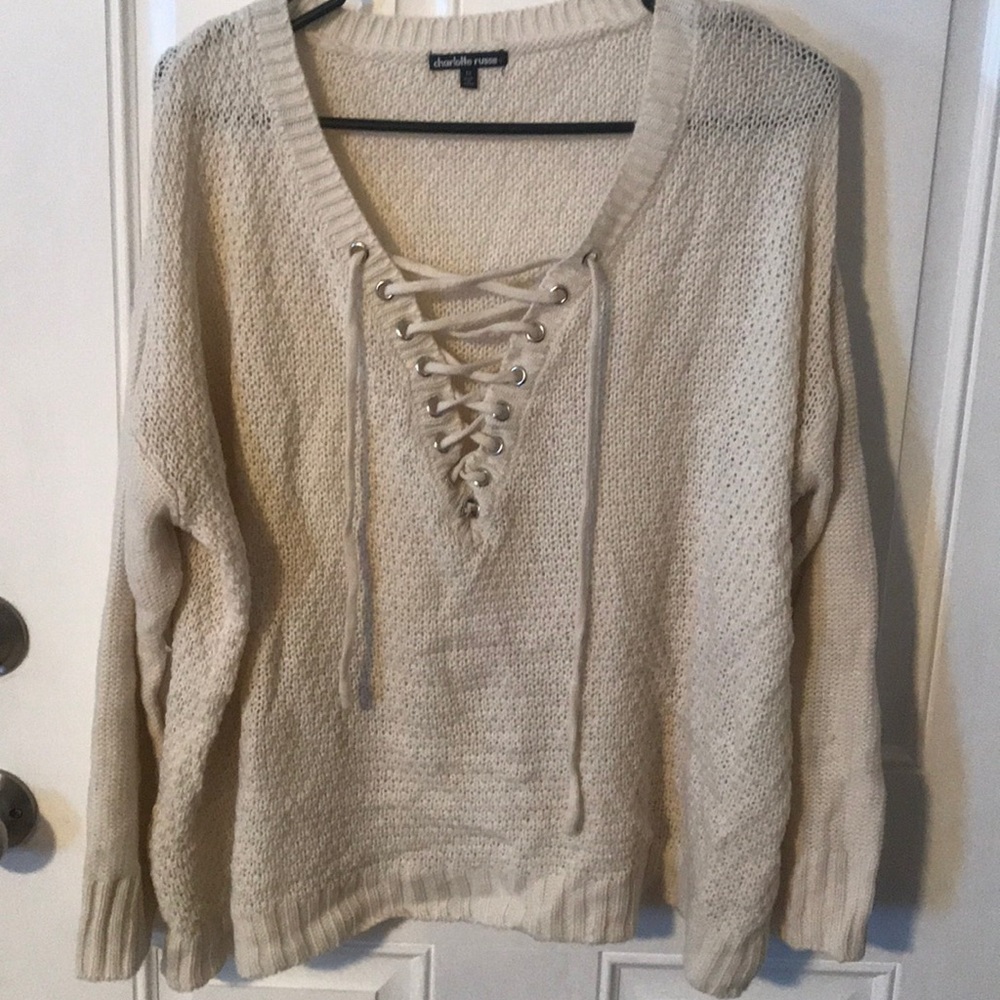 White v-neck sweater